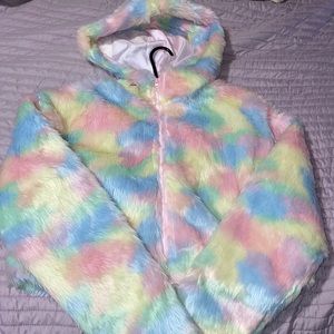 Colorful cropped rave wonderland hoodie